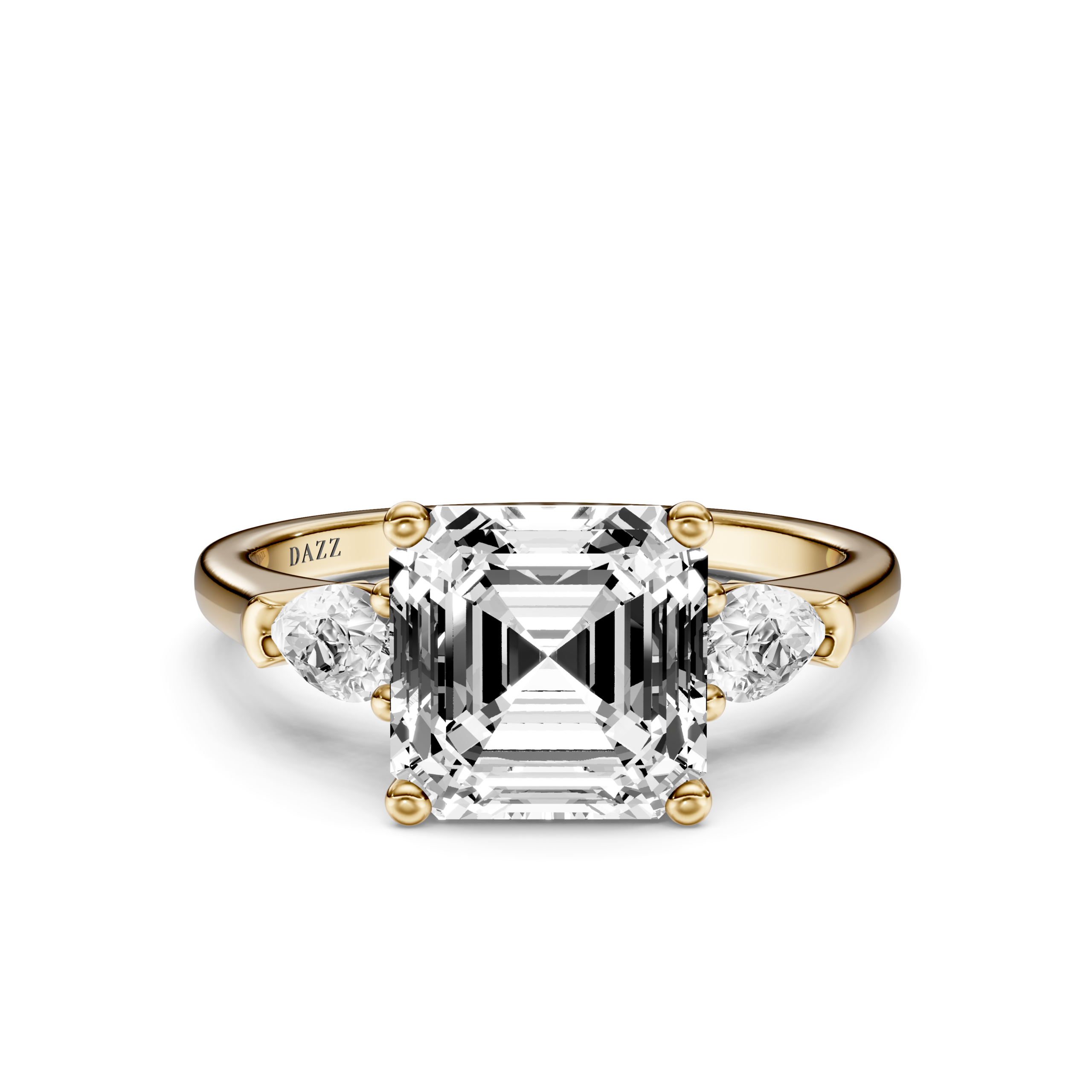 LUNEVIA 3 STONE PEAR RING - asscher