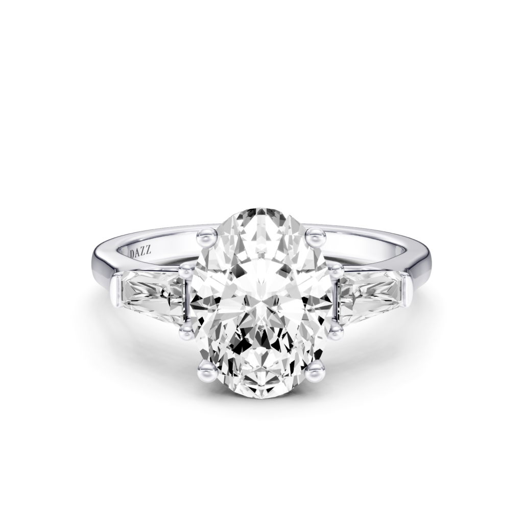 NAELIA 3 STONE TAPERED RING - oval