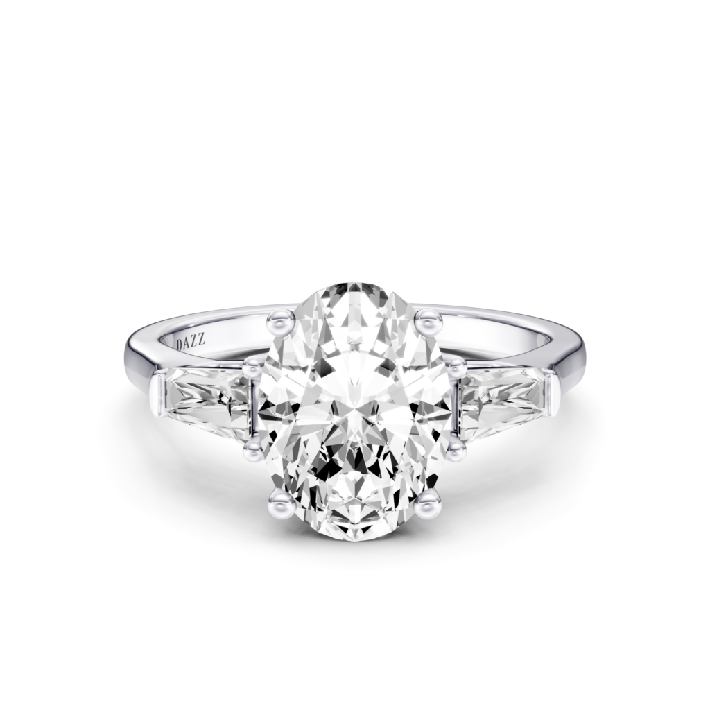 NAELIA 3 STONE TAPERED RING - oval