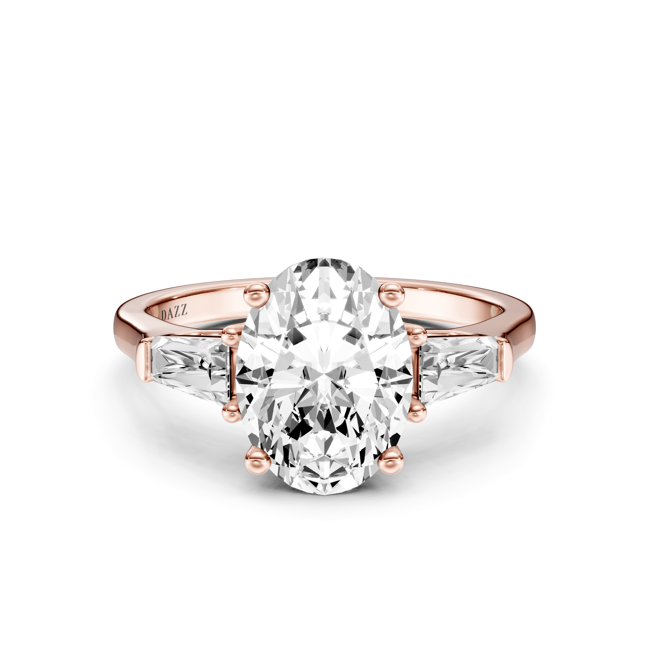 NAELIA 3 STONE TAPERED RING - oval