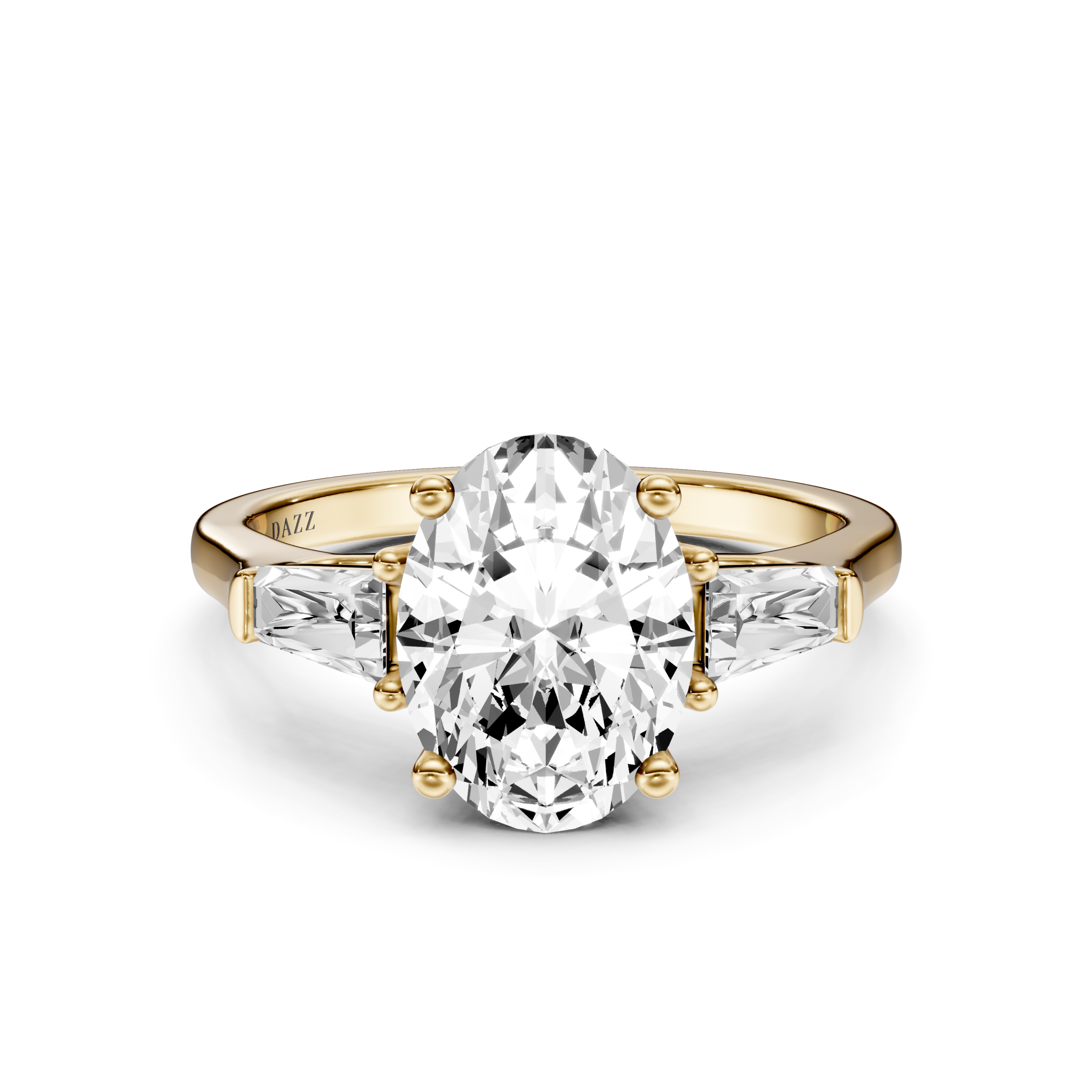 NAELIA 3 STONE TAPERED RING - oval