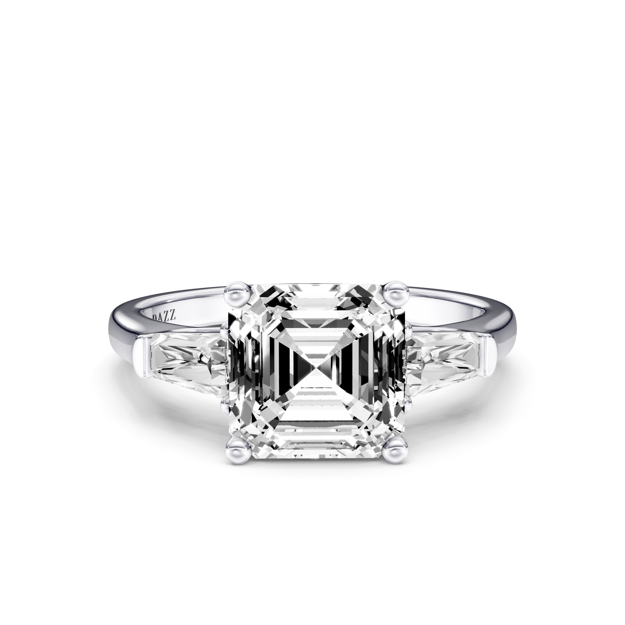 ODESSIA 3 STONE TAPERED RING - asscher