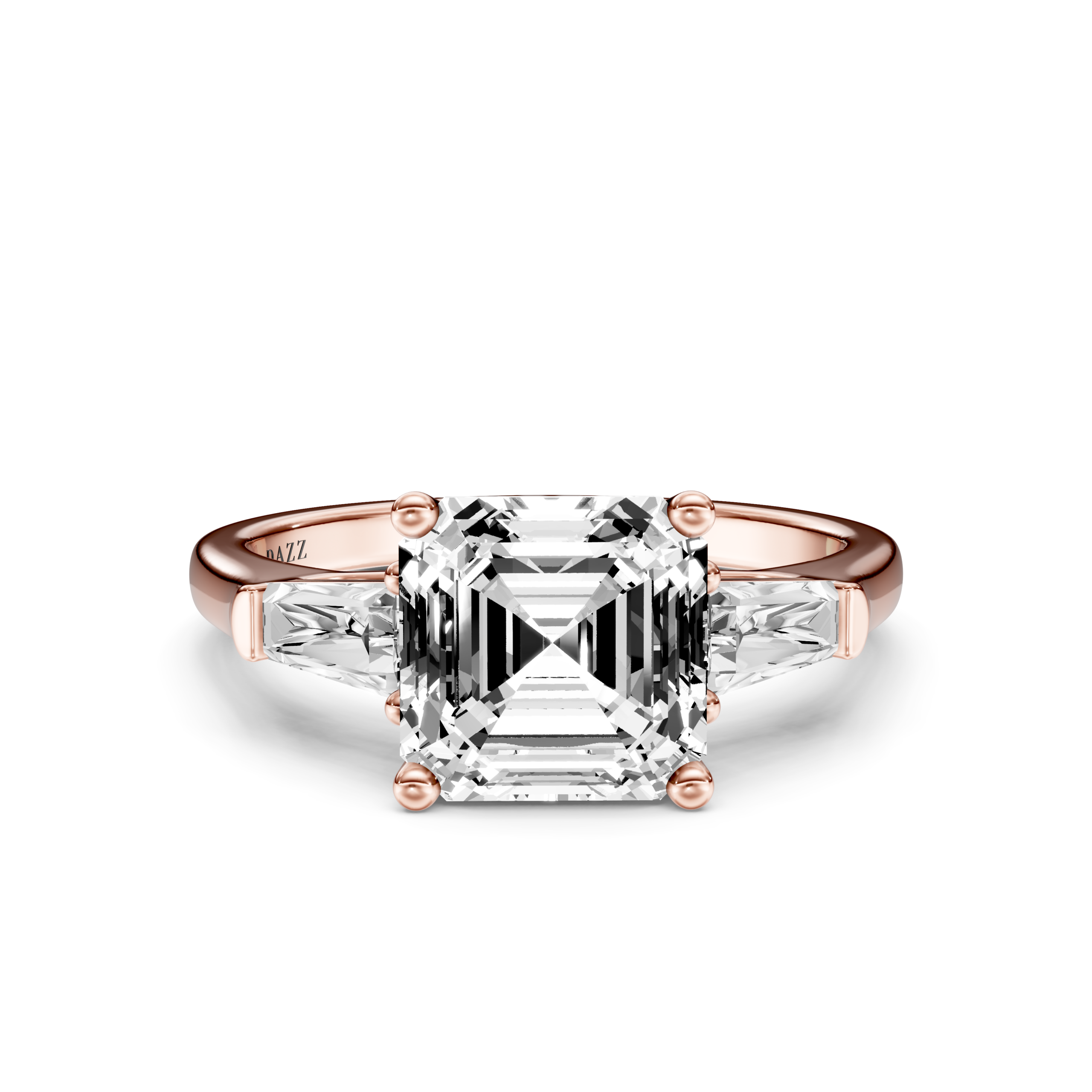 ODESSIA 3 STONE TAPERED RING - asscher