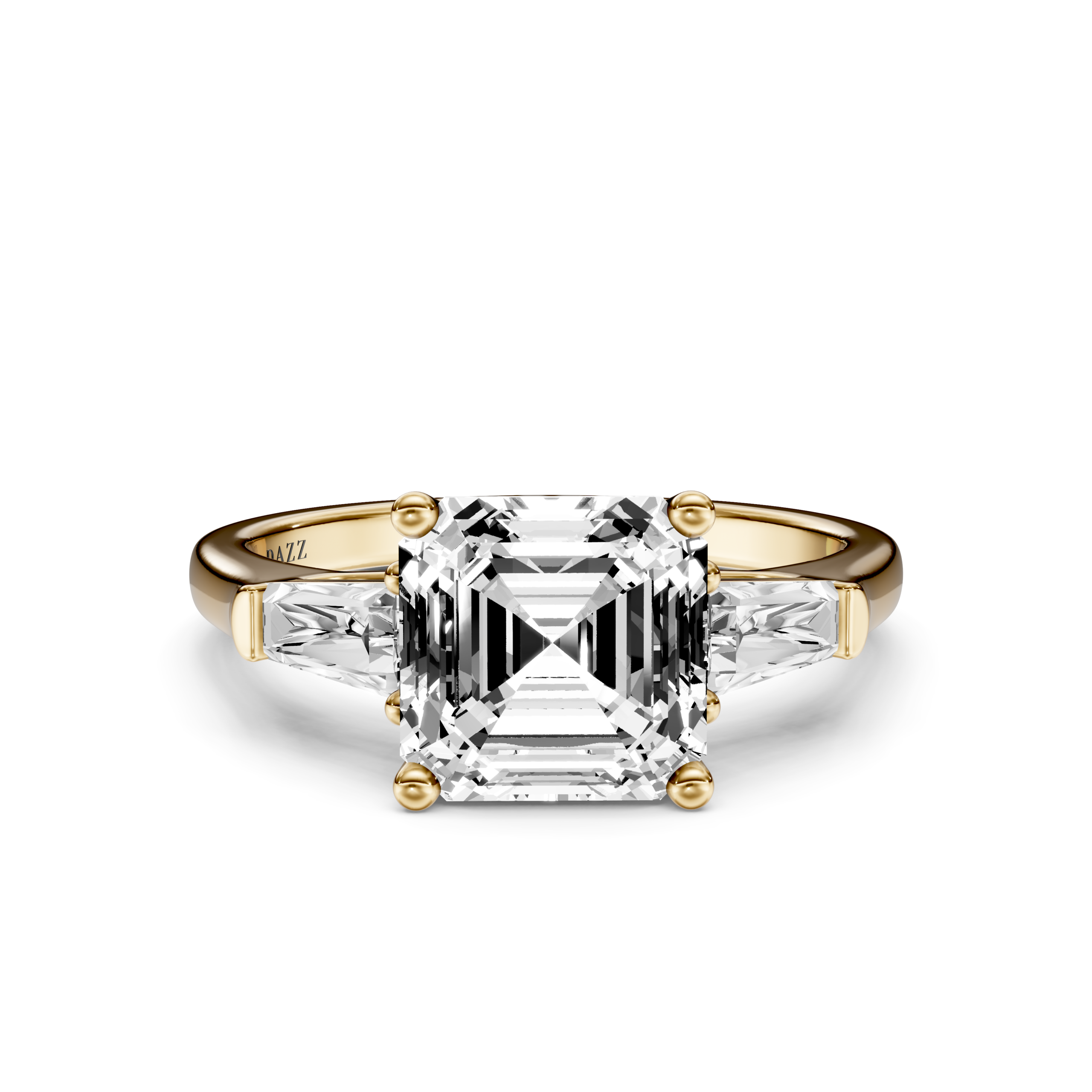 ODESSIA 3 STONE TAPERED RING - asscher