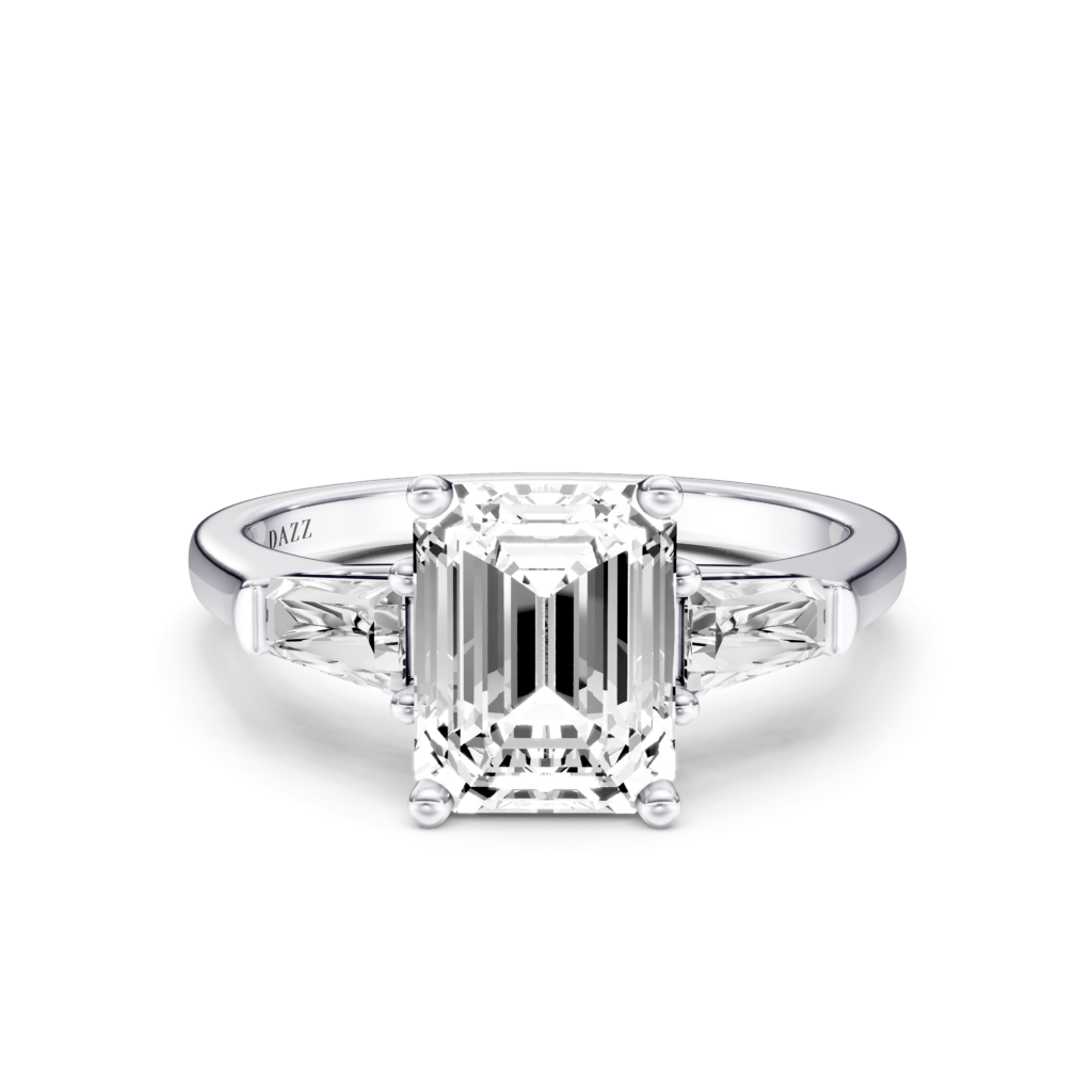 SELVARA 3 STONE TAPERED RING - emerald