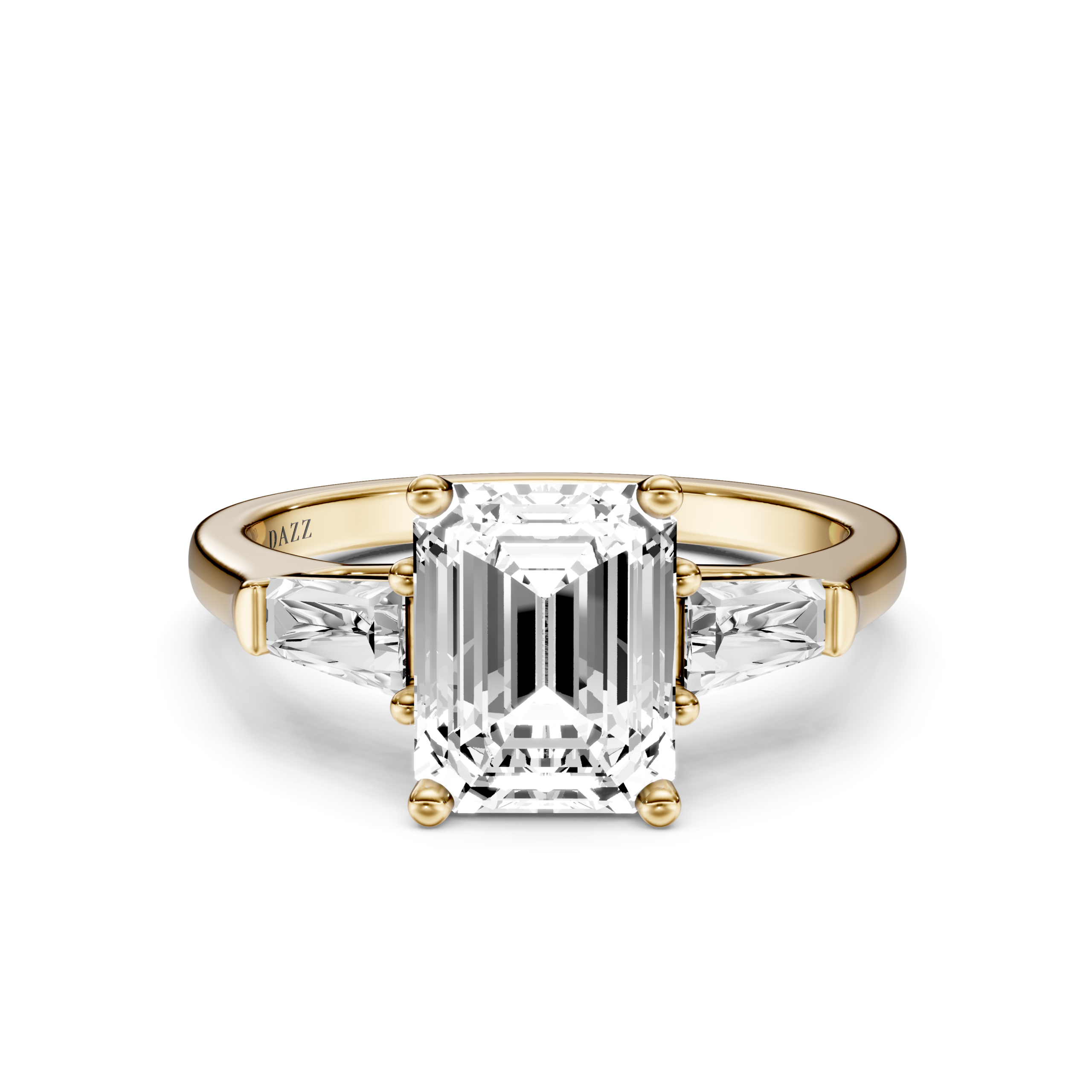 SELVARA 3 STONE TAPERED RING - emerald