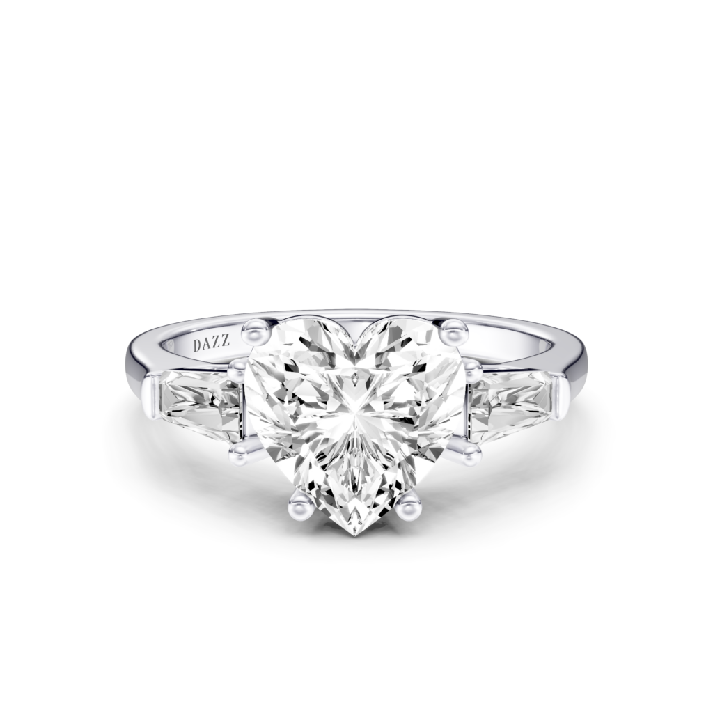 CORALIE 3 STONE TAPERED RING - heart